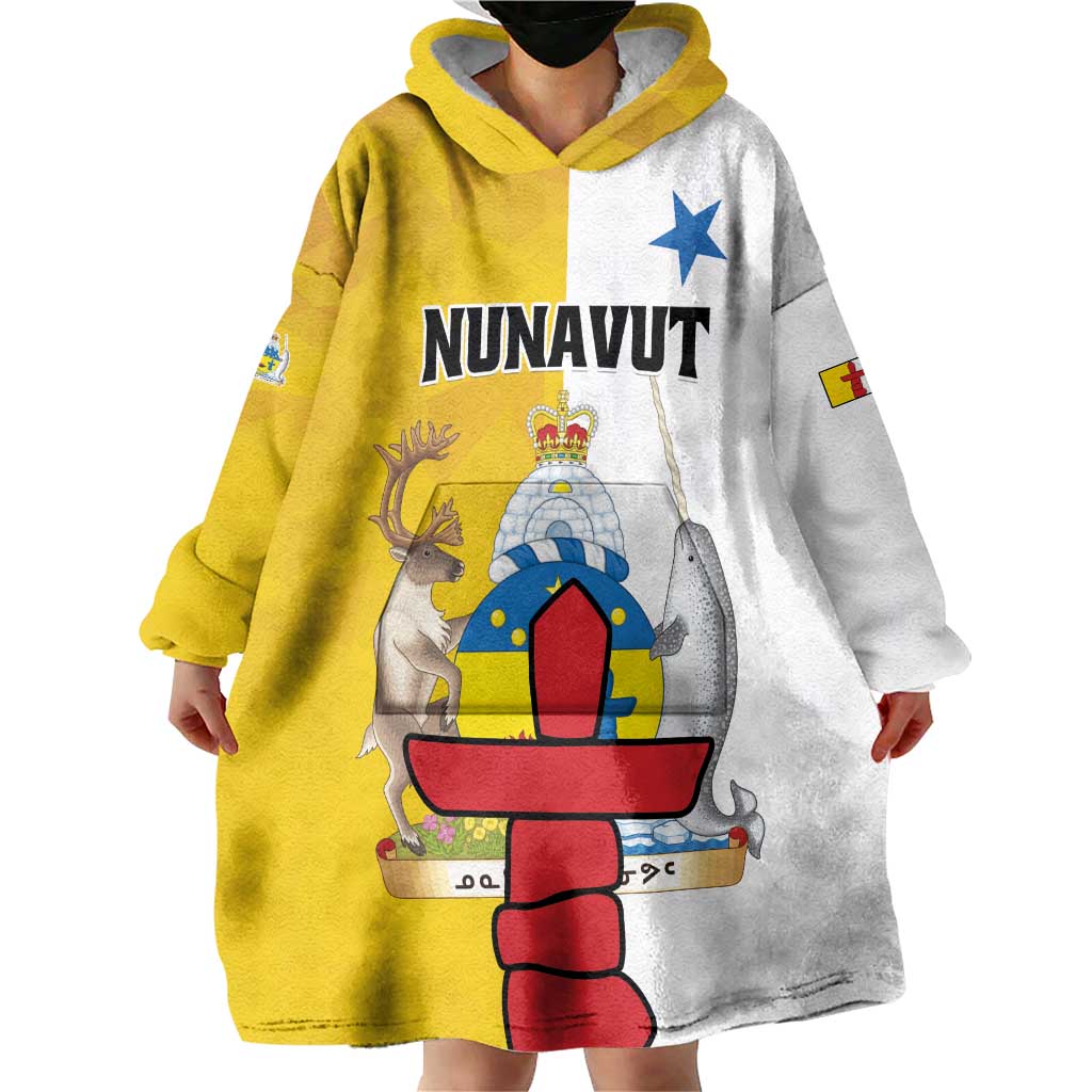 Personalized Canada Nunavut Territories Wearable Blanket Hoodie Inuktitut Our Land Our Strength