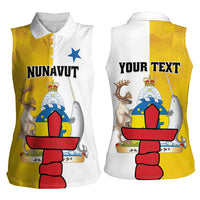 Personalized Canada Nunavut Territories Women Sleeveless Polo Shirt Inuktitut Our Land Our Strength