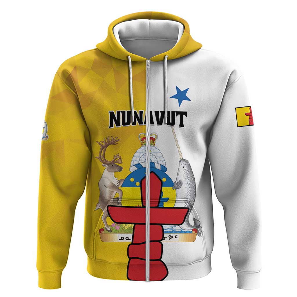 Personalized Canada Nunavut Territories Zip Hoodie Inuktitut Our Land Our Strength