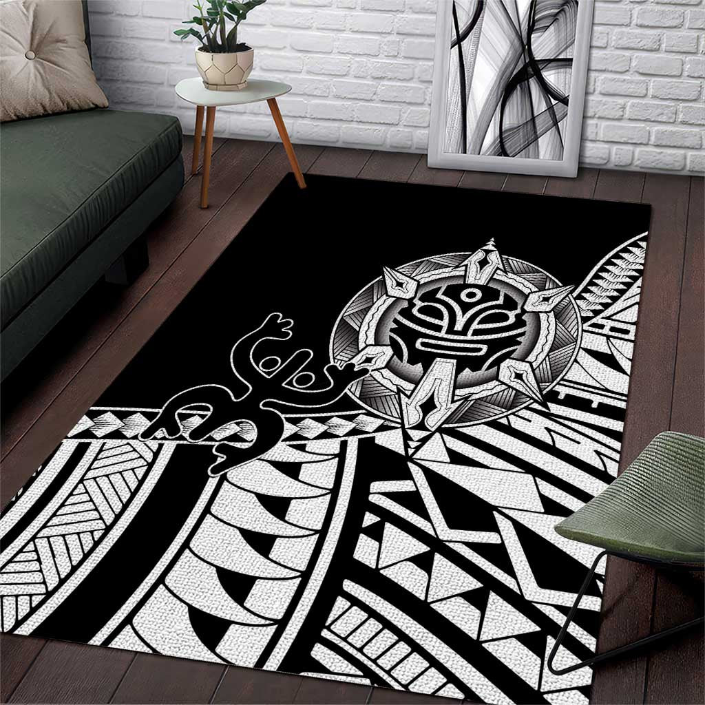 Taino Sun Traditional Tattoo Area Rug Polynesian Pattern
