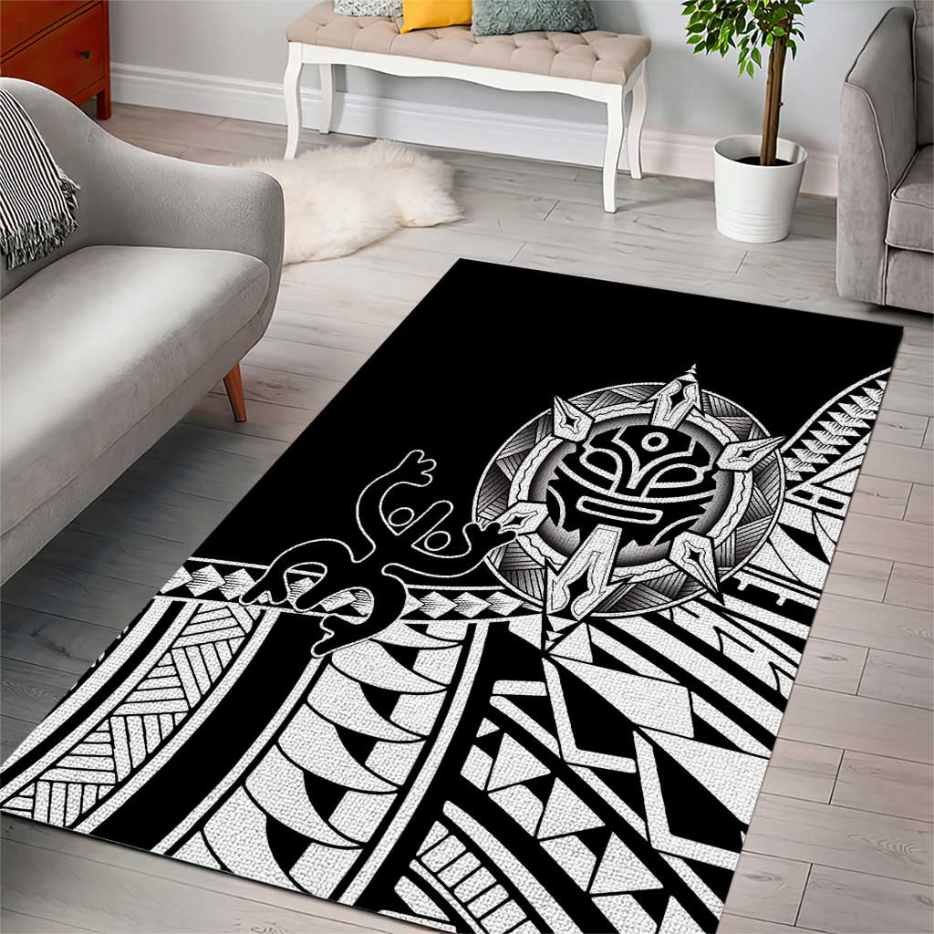 Taino Sun Traditional Tattoo Area Rug Polynesian Pattern