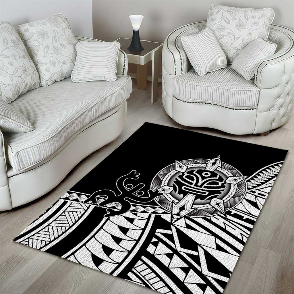 Taino Sun Traditional Tattoo Area Rug Polynesian Pattern