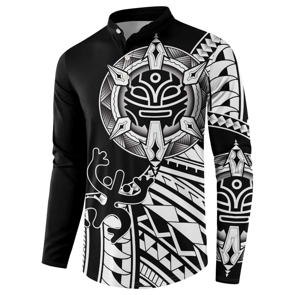 Taino Sun Traditional Tattoo Button Sweatshirt Polynesian Pattern