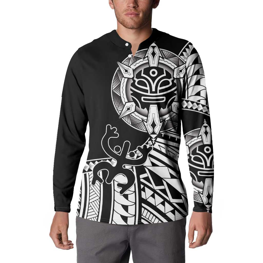 Taino Sun Traditional Tattoo Button Sweatshirt Polynesian Pattern