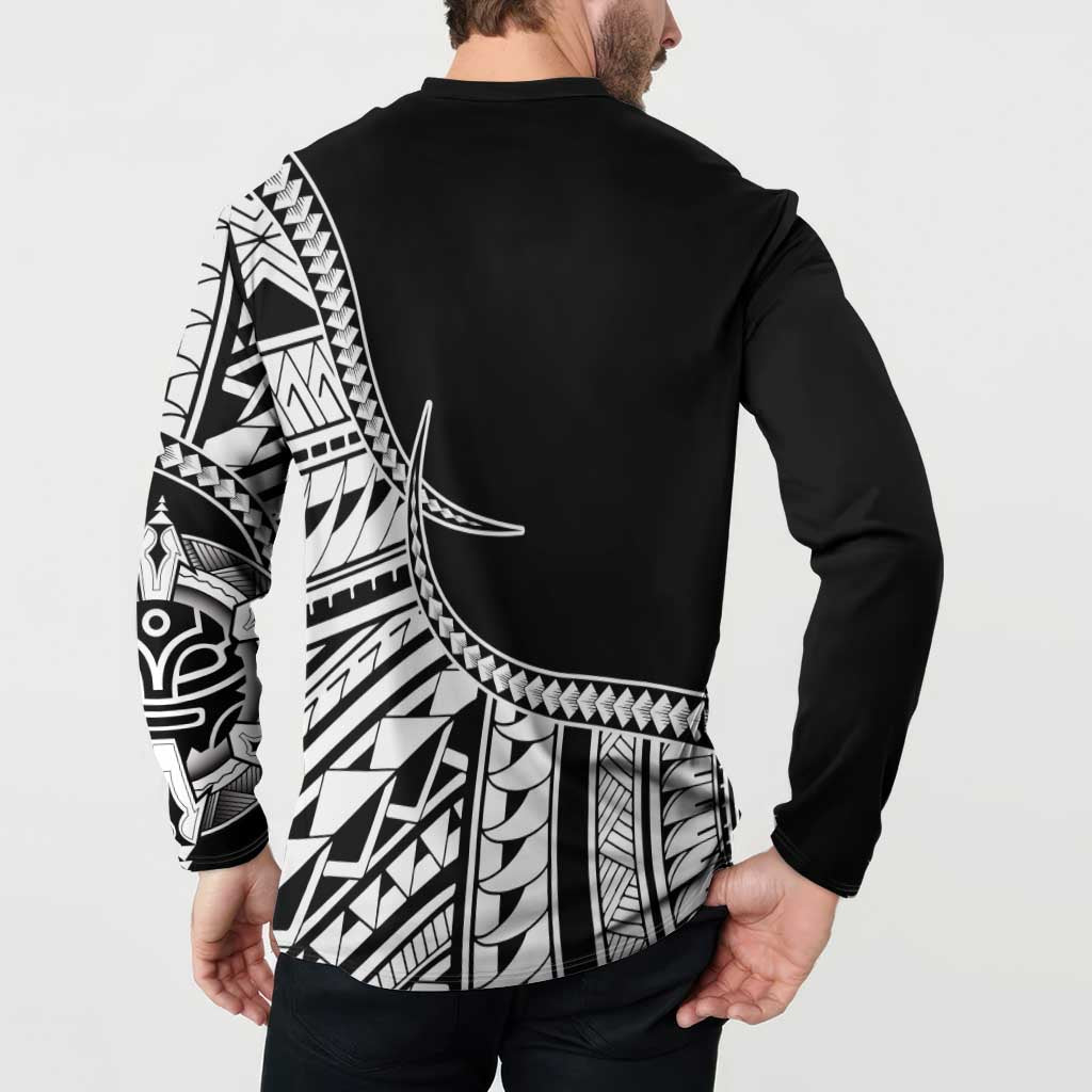 Taino Sun Traditional Tattoo Button Sweatshirt Polynesian Pattern
