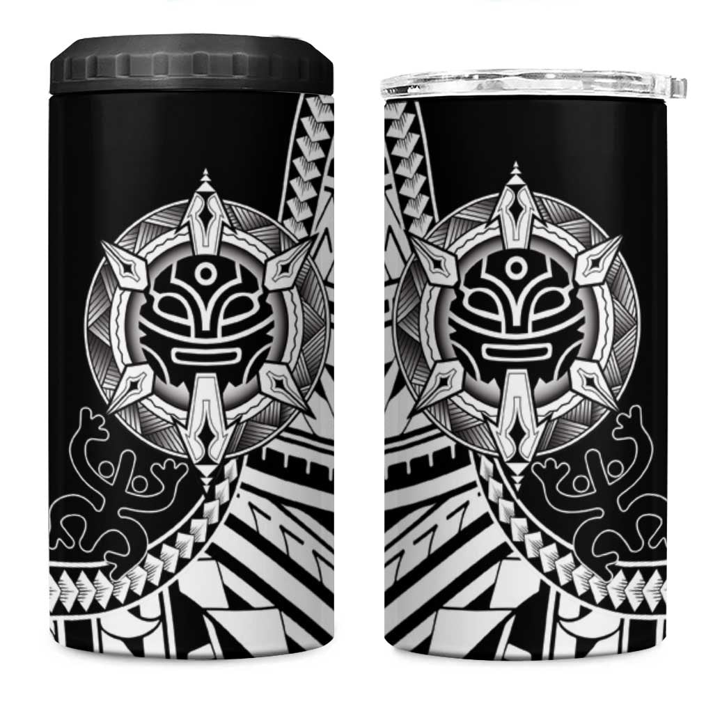 Taino Sun Traditional Tattoo 4 in 1 Can Cooler Tumbler Polynesian Pattern