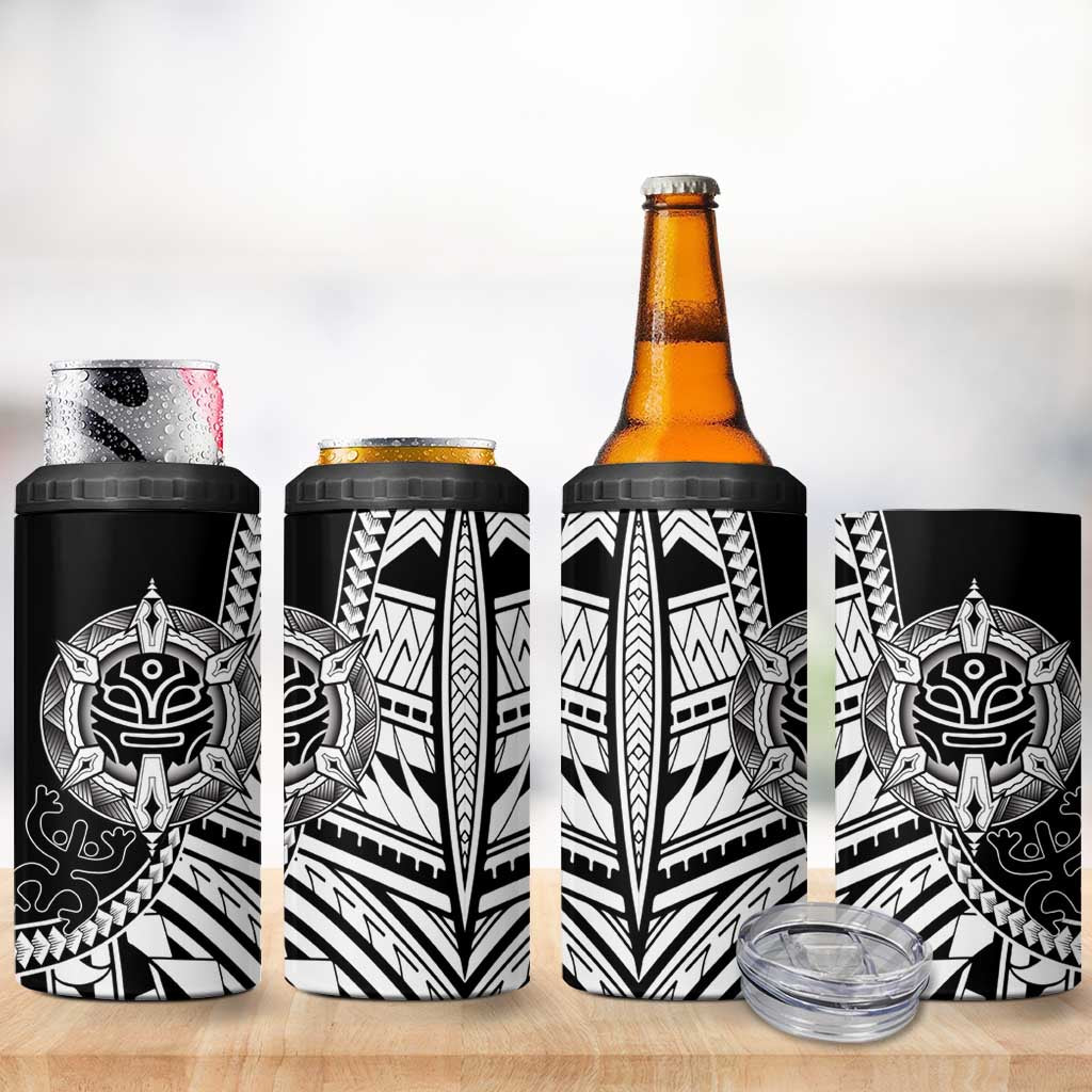 Taino Sun Traditional Tattoo 4 in 1 Can Cooler Tumbler Polynesian Pattern