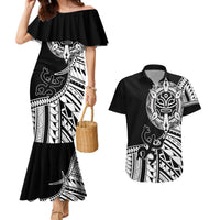 Taino Sun Traditional Tattoo Couples Matching Mermaid Dress and Hawaiian Shirt Polynesian Pattern