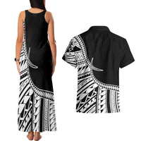 Taino Sun Traditional Tattoo Couples Matching Tank Maxi Dress and Hawaiian Shirt Polynesian Pattern