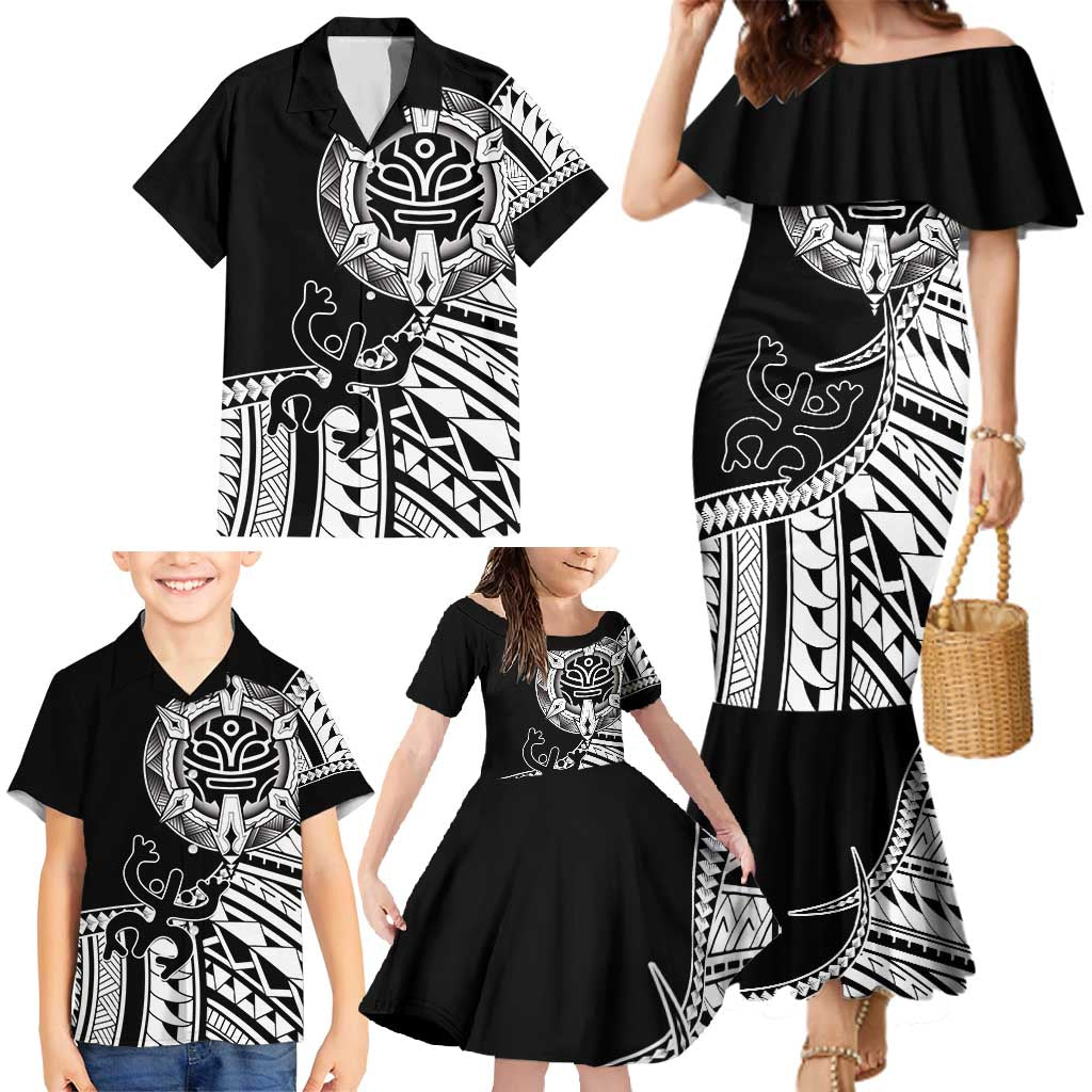 Taino Sun Traditional Tattoo Family Matching Mermaid Dress and Hawaiian Shirt Polynesian Pattern
