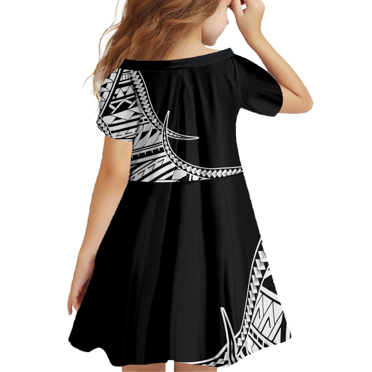 Taino Sun Traditional Tattoo Family Matching Off The Shoulder Long Sleeve Dress and Hawaiian Shirt Polynesian Pattern