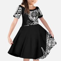 Taino Sun Traditional Tattoo Family Matching Off Shoulder Maxi Dress and Hawaiian Shirt Polynesian Pattern