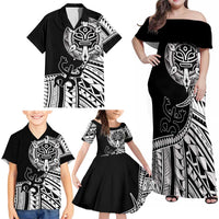 Taino Sun Traditional Tattoo Family Matching Off Shoulder Maxi Dress and Hawaiian Shirt Polynesian Pattern