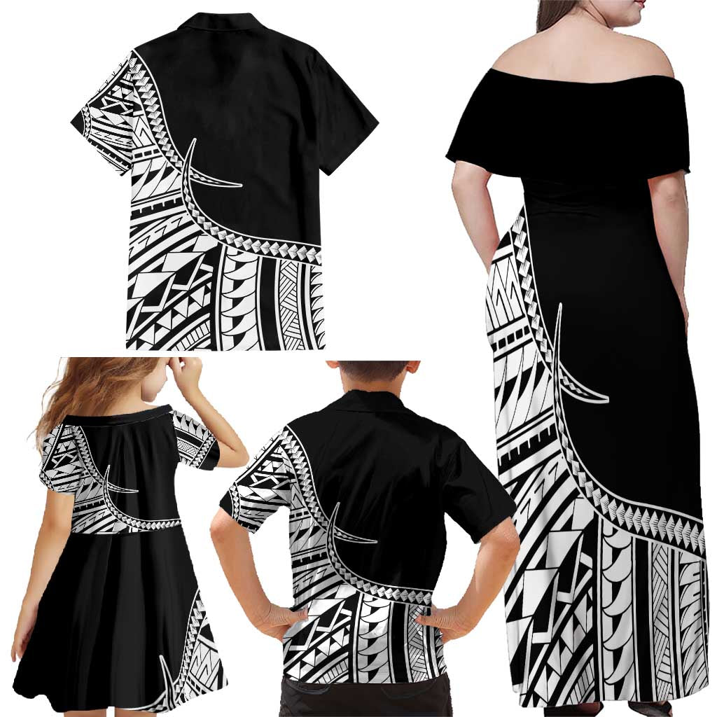 Taino Sun Traditional Tattoo Family Matching Off Shoulder Maxi Dress and Hawaiian Shirt Polynesian Pattern