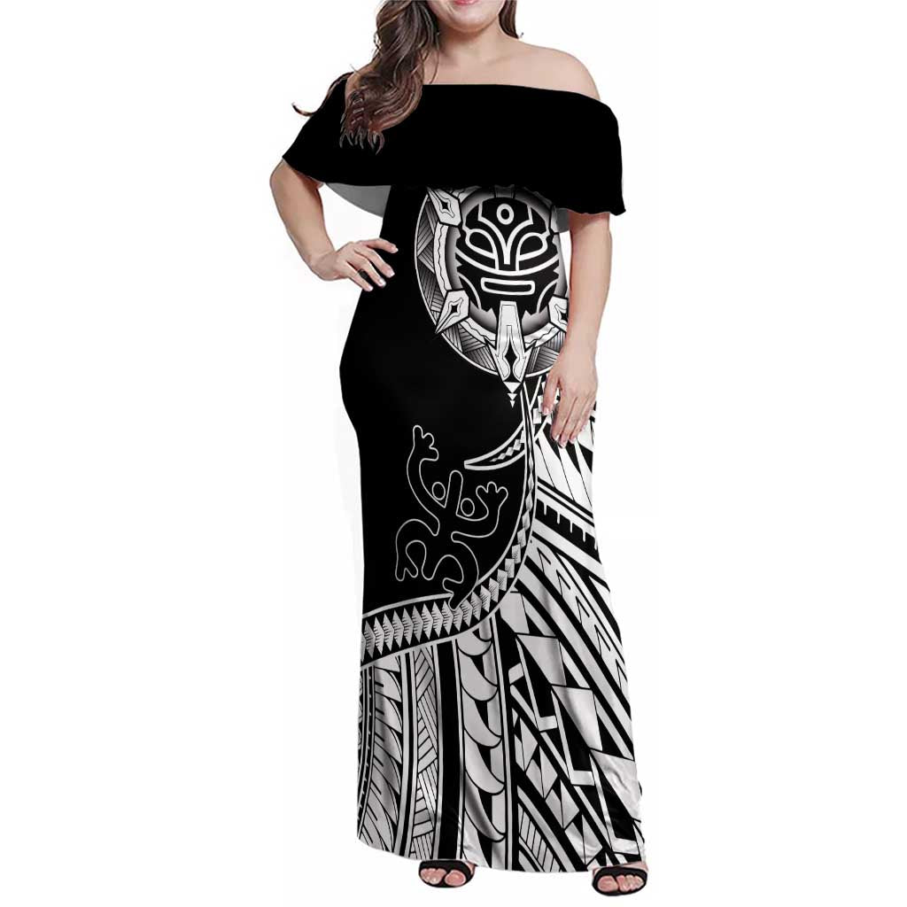 Taino Sun Traditional Tattoo Family Matching Off Shoulder Maxi Dress and Hawaiian Shirt Polynesian Pattern
