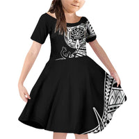 Taino Sun Traditional Tattoo Family Matching Off Shoulder Short Dress and Hawaiian Shirt Polynesian Pattern