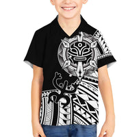 Taino Sun Traditional Tattoo Family Matching Short Sleeve Bodycon Dress and Hawaiian Shirt Polynesian Pattern
