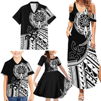 Taino Sun Traditional Tattoo Family Matching Summer Maxi Dress and Hawaiian Shirt Polynesian Pattern