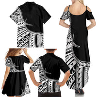 Taino Sun Traditional Tattoo Family Matching Summer Maxi Dress and Hawaiian Shirt Polynesian Pattern