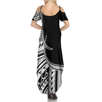 Taino Sun Traditional Tattoo Family Matching Summer Maxi Dress and Hawaiian Shirt Polynesian Pattern