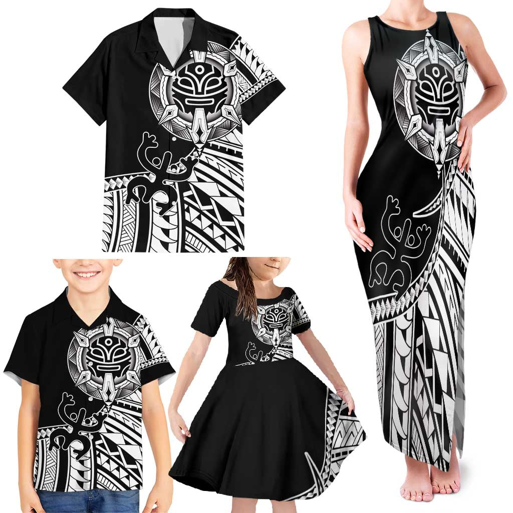 Taino Sun Traditional Tattoo Family Matching Tank Maxi Dress and Hawaiian Shirt Polynesian Pattern