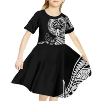 Taino Sun Traditional Tattoo Kid Short Sleeve Dress Polynesian Pattern
