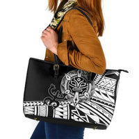 Taino Sun Traditional Tattoo Leather Tote Bag Polynesian Pattern