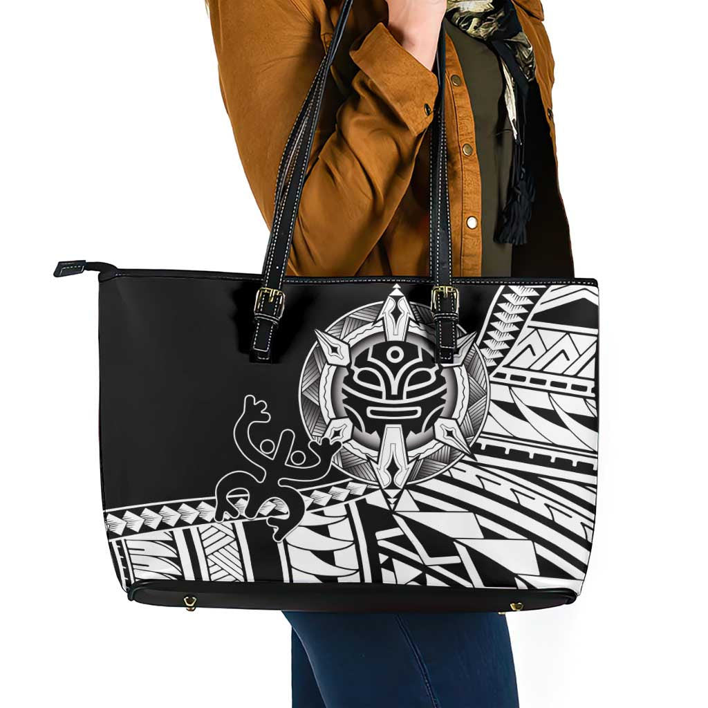 Taino Sun Traditional Tattoo Leather Tote Bag Polynesian Pattern