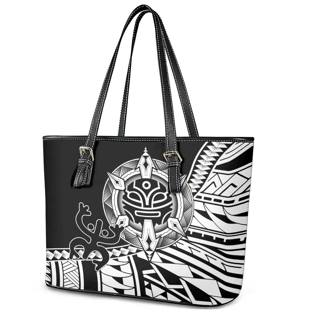 Taino Sun Traditional Tattoo Leather Tote Bag Polynesian Pattern