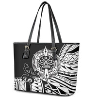 Taino Sun Traditional Tattoo Leather Tote Bag Polynesian Pattern
