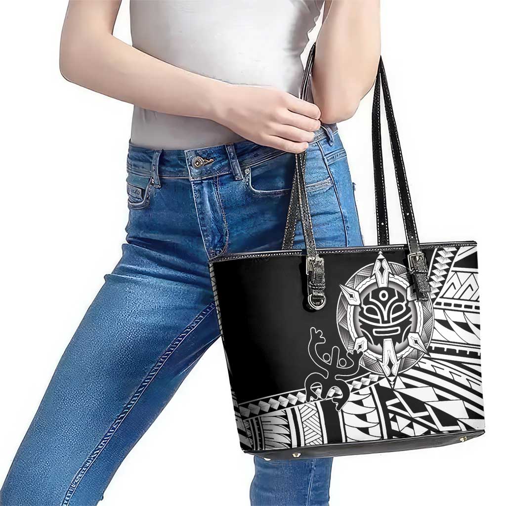 Taino Sun Traditional Tattoo Leather Tote Bag Polynesian Pattern