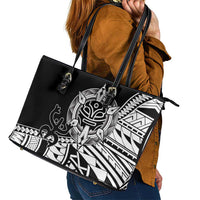 Taino Sun Traditional Tattoo Leather Tote Bag Polynesian Pattern