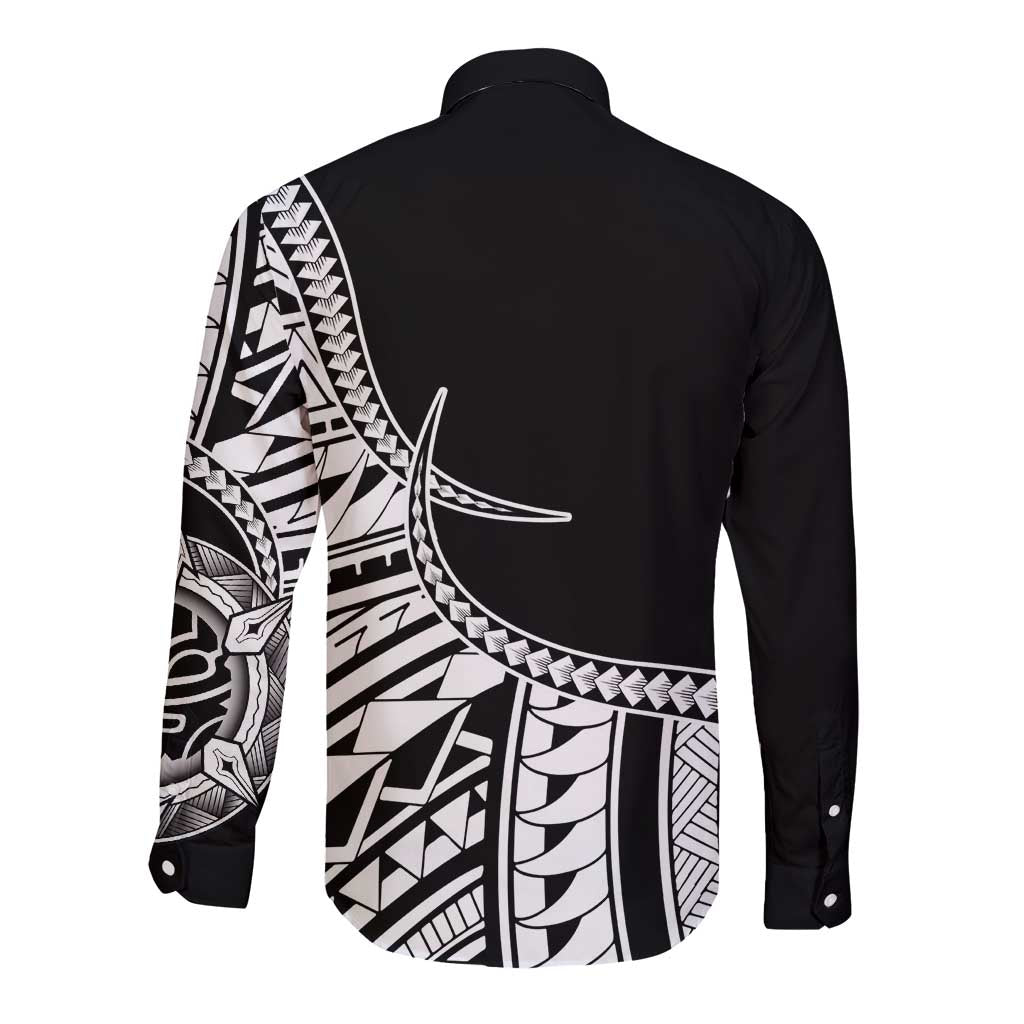 Taino Sun Traditional Tattoo Long Sleeve Button Shirt Polynesian Pattern