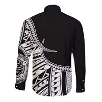 Taino Sun Traditional Tattoo Long Sleeve Button Shirt Polynesian Pattern