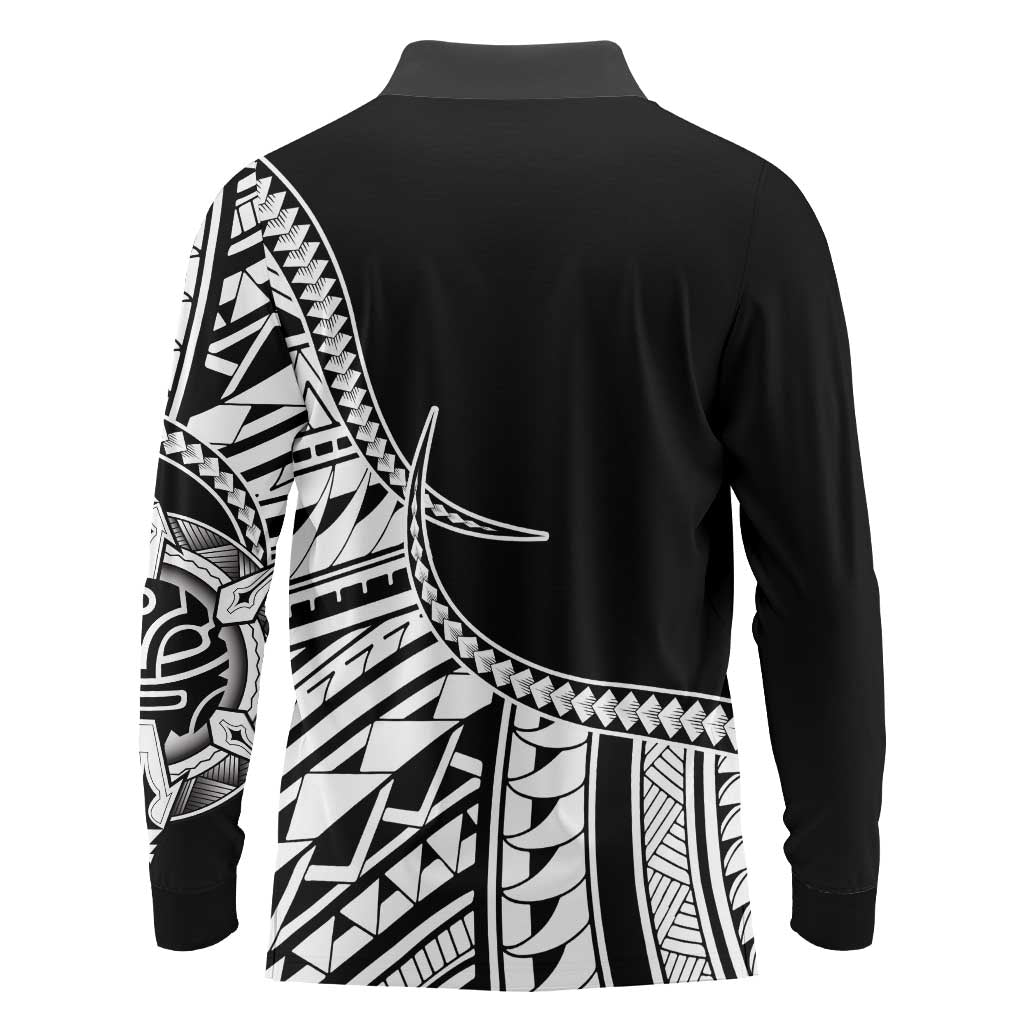 Taino Sun Traditional Tattoo Long Sleeve Polo Shirt Polynesian Pattern