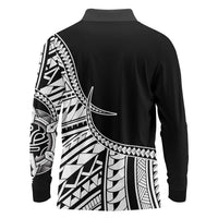 Taino Sun Traditional Tattoo Long Sleeve Polo Shirt Polynesian Pattern
