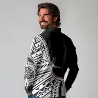 Taino Sun Traditional Tattoo Long Sleeve Polo Shirt Polynesian Pattern