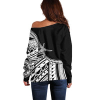 Taino Sun Traditional Tattoo Off Shoulder Sweater Polynesian Pattern