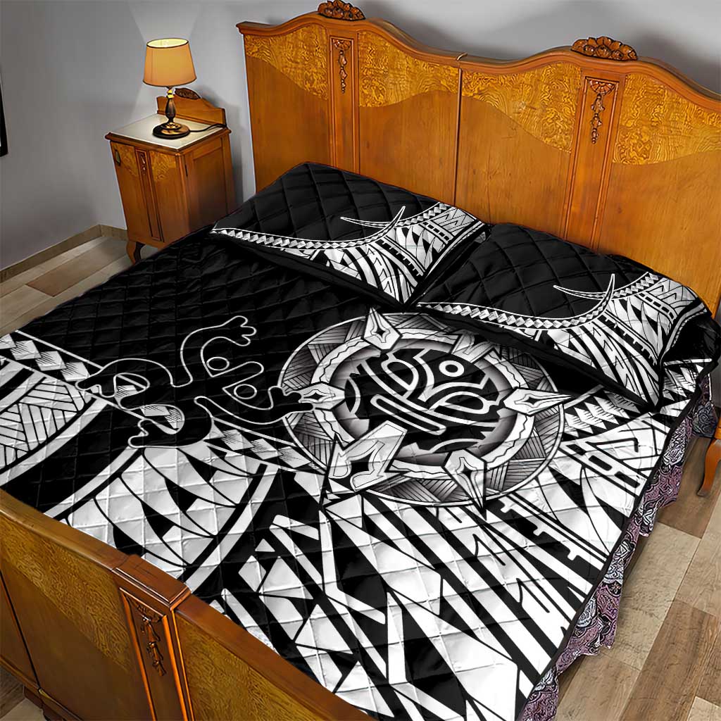 Taino Sun Traditional Tattoo Quilt Bed Set Polynesian Pattern