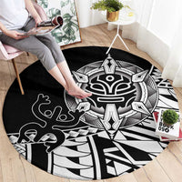 Taino Sun Traditional Tattoo Round Carpet Polynesian Pattern
