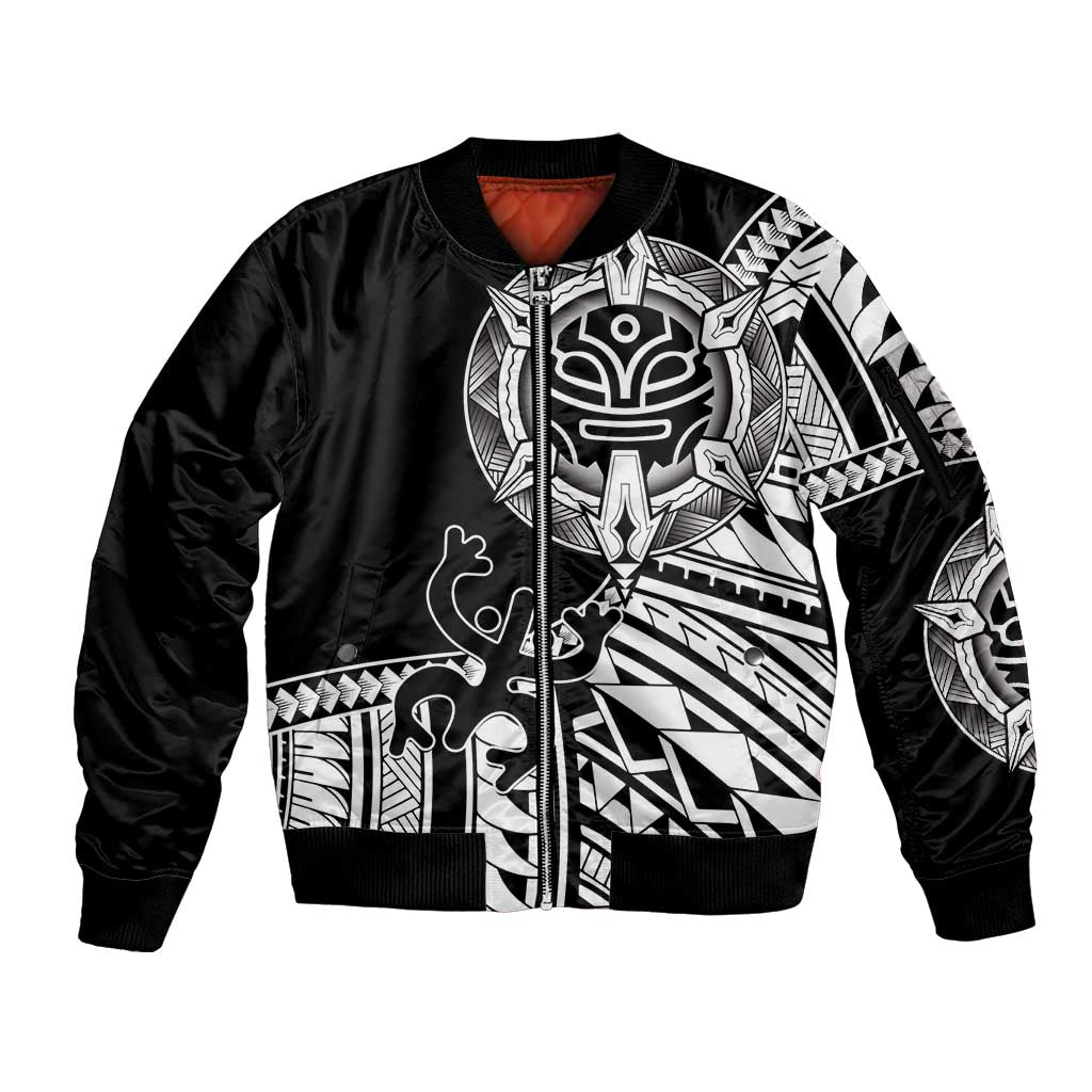 Taino Sun Traditional Tattoo Sleeve Zip Bomber Jacket Polynesian Pattern