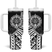 Taino Sun Traditional Tattoo Tumbler With Handle Polynesian Pattern