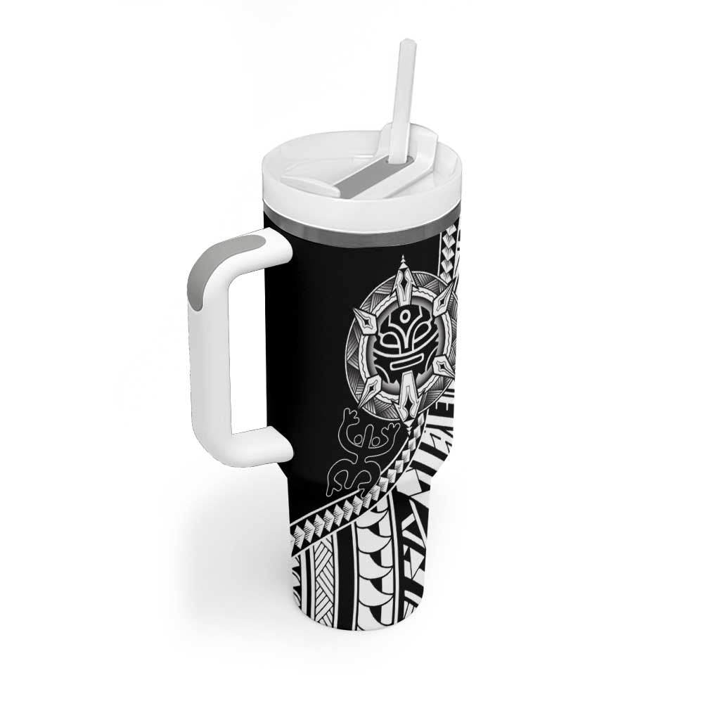 Taino Sun Traditional Tattoo Tumbler With Handle Polynesian Pattern