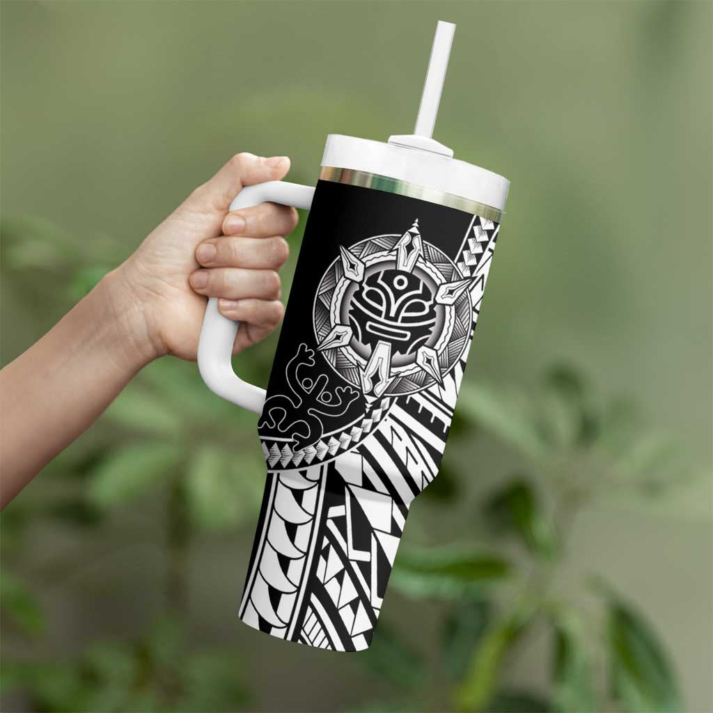 Taino Sun Traditional Tattoo Tumbler With Handle Polynesian Pattern