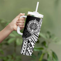 Taino Sun Traditional Tattoo Tumbler With Handle Polynesian Pattern