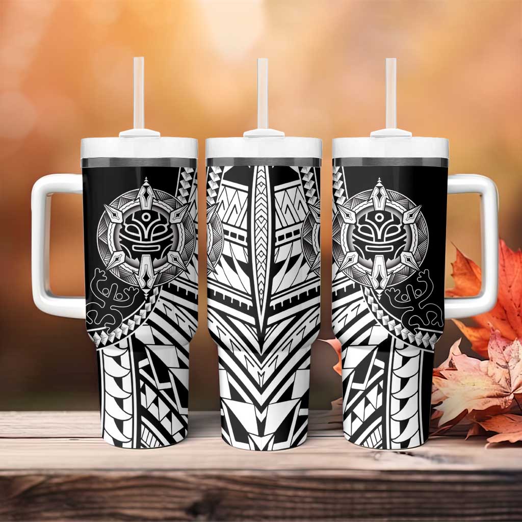 Taino Sun Traditional Tattoo Tumbler With Handle Polynesian Pattern