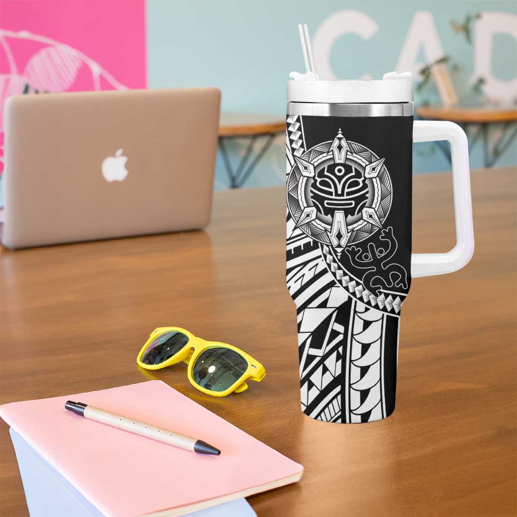 Taino Sun Traditional Tattoo Tumbler With Handle Polynesian Pattern