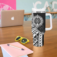 Taino Sun Traditional Tattoo Tumbler With Handle Polynesian Pattern