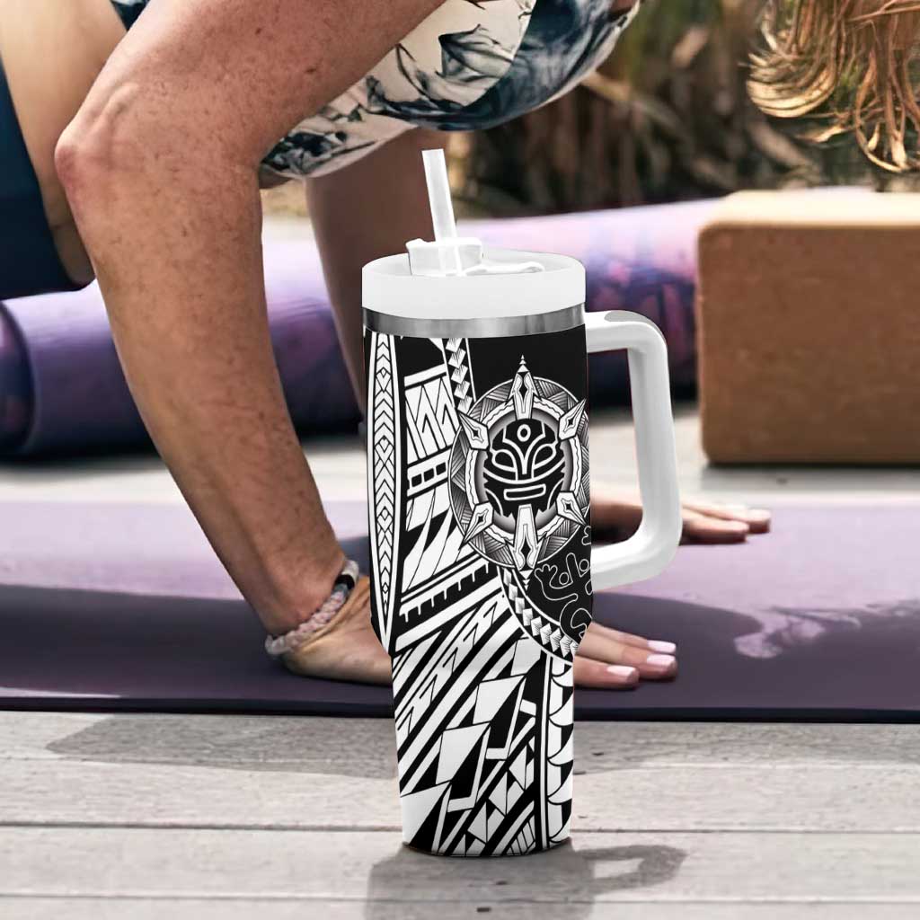 Taino Sun Traditional Tattoo Tumbler With Handle Polynesian Pattern