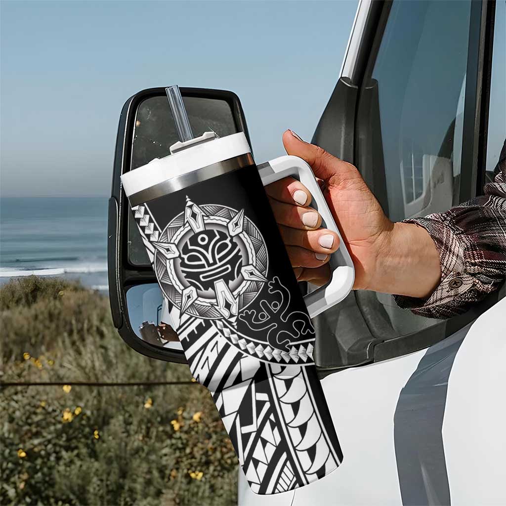 Taino Sun Traditional Tattoo Tumbler With Handle Polynesian Pattern